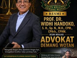 Prof. DR. WIDHI HANDOKO, S.H., Sp.N., CPM., CPArb., CPHM. Resmi Jadi Advokat Demang Wotan.